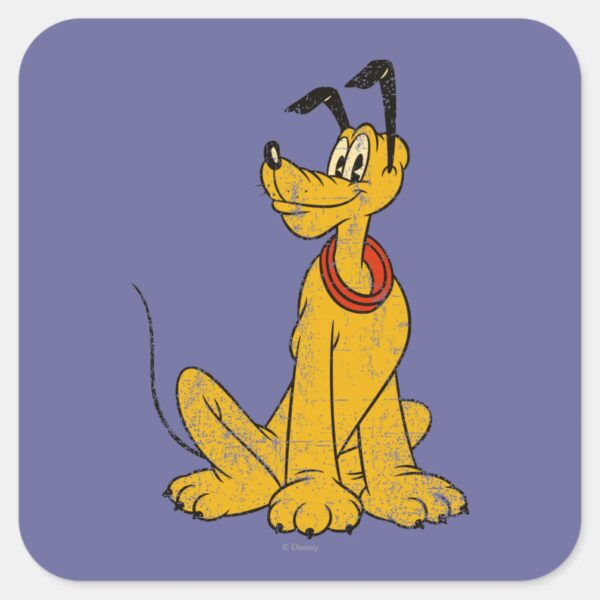 Pluto Vintage Distressed Square Sticker