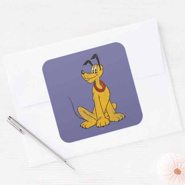 Pluto Vintage Distressed Square Sticker