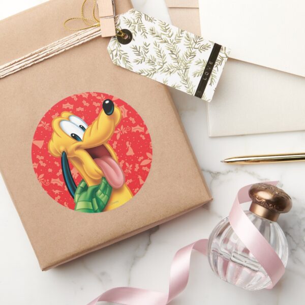 Pluto_in_Scarf_Classic_Round_Sticker_5 Pluto In Scarf Classic Round Sticker