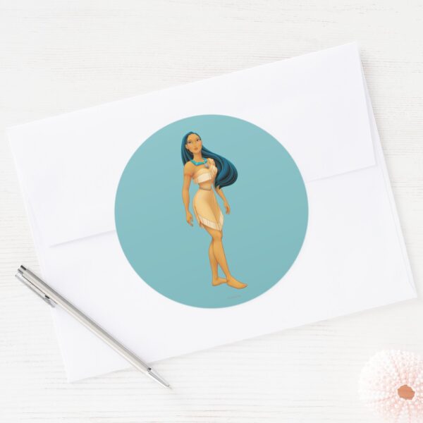 Pocahontas_Pose_Classic_Round_Sticker_3 Pocahontas Pose Classic Round Sticker