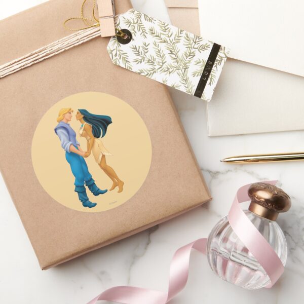 Pocahontas_and_John_Smith_Holding_Hands_Classic_Round_Sticker_5 Pocahontas And John Smith Holding Hands Classic Round Sticker