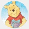 Pooh_With_Gift_Classic_Round_Sticker_1 Pooh With Gift Classic Round Sticker