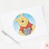 Pooh_With_Gift_Classic_Round_Sticker_3 Pooh With Gift Classic Round Sticker