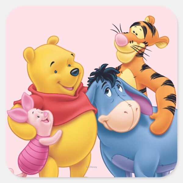 Pooh_&_Friends_1_Square_Sticker_1 Pooh Friends 1 Square Sticker