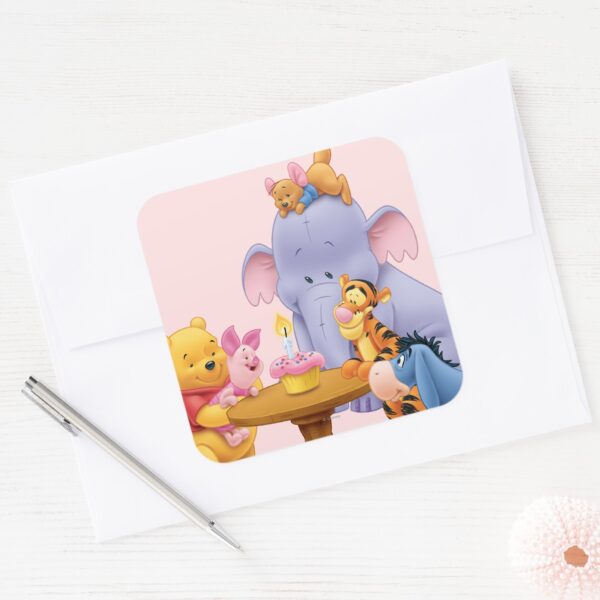 Pooh_&_Friends_Birthday_Square_Sticker_3 Pooh Friends Birthday Square Sticker