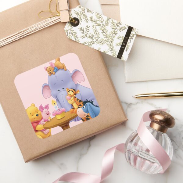 Pooh_&_Friends_Birthday_Square_Sticker_5 Pooh Friends Birthday Square Sticker