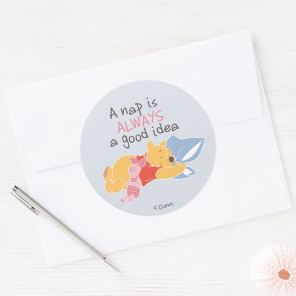 Pooh_&_Piglet___A_Nap_is_Always_a_Good_Idea_Classic_Round_Sticker_3 Pooh Piglet A Nap Is Always A Good Idea Classic Round Sticker
