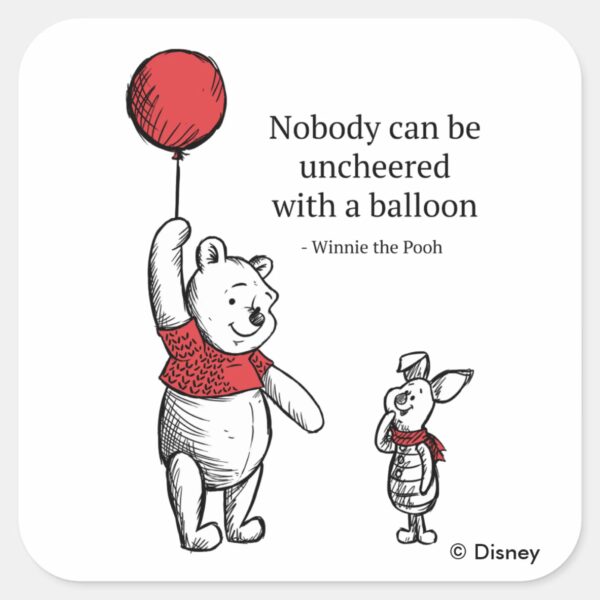 Pooh_&_Piglet___Nobody_Can_Be_Uncheered_Square_Sticker_1 Pooh Piglet Nobody Can Be Uncheered Square Sticker