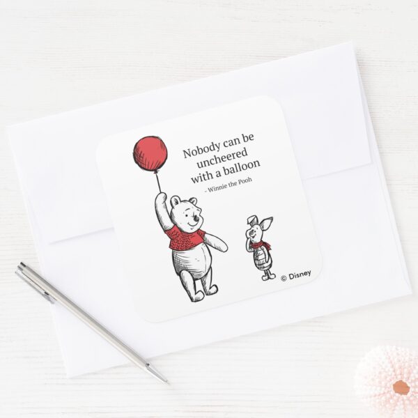 Pooh_&_Piglet___Nobody_Can_Be_Uncheered_Square_Sticker_3 Pooh Piglet Nobody Can Be Uncheered Square Sticker