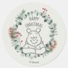 Pooh___Happy_Christmas_Wreath_Classic_Round_Sticker_1 Pooh Happy Christmas Wreath Classic Round Sticker