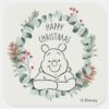 Pooh___Happy_Christmas_Wreath_Square_Sticker_1 Pooh Happy Christmas Wreath Square Sticker