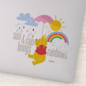Pooh Sun Rain Brings Rainbows Quote Sticker