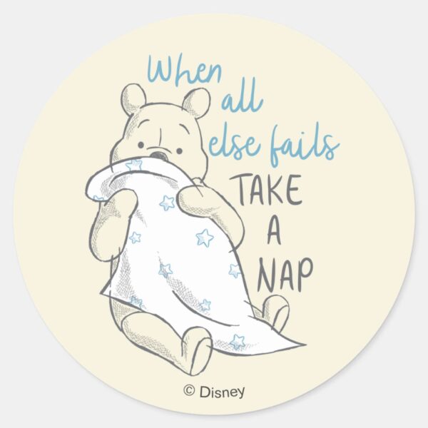Pooh___Take_a_Nap_Quote_Classic_Round_Sticker_1 Pooh Take A Nap Quote Classic Round Sticker