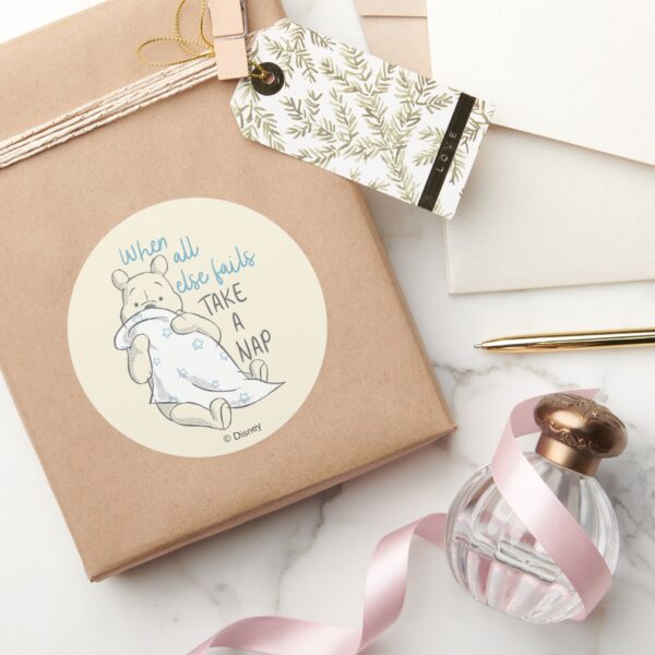 Pooh___Take_a_Nap_Quote_Classic_Round_Sticker_5 Pooh Take A Nap Quote Classic Round Sticker