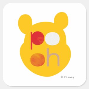 Pooh Watercolor Big Head Square Sticker