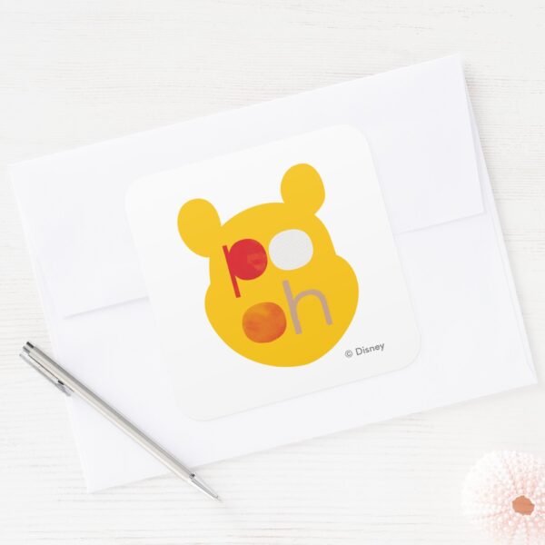 Pooh___Watercolor_Big_Head_Square_Sticker_3 Pooh Watercolor Big Head Square Sticker