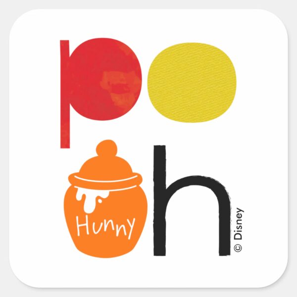 Pooh___Watercolor_with_Hunny_Pot_Square_Sticker_1 Pooh Watercolor With Hunny Pot Square Sticker