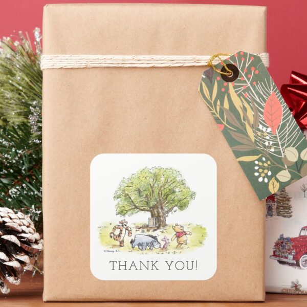Pooh_and_Pals_Watercolor_First_Birthday_Thank_You_Square_Sticker_7 Pooh And Pals Watercolor First Birthday Thank You Square Sticker