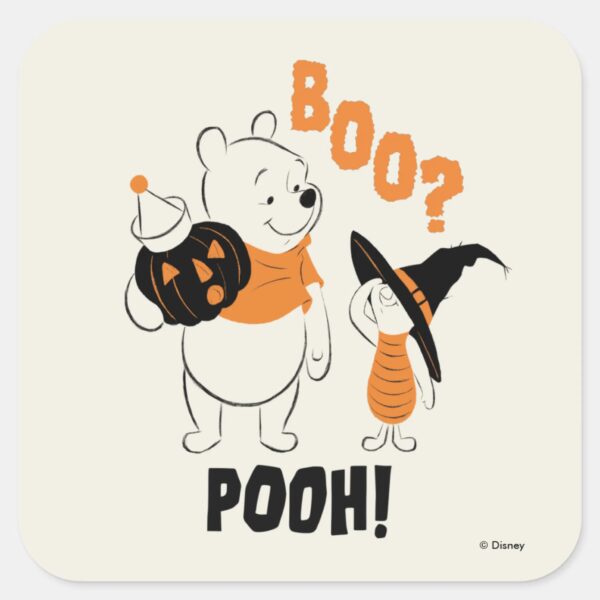 Pooh And Piglet Boo Pooh Square Sticker