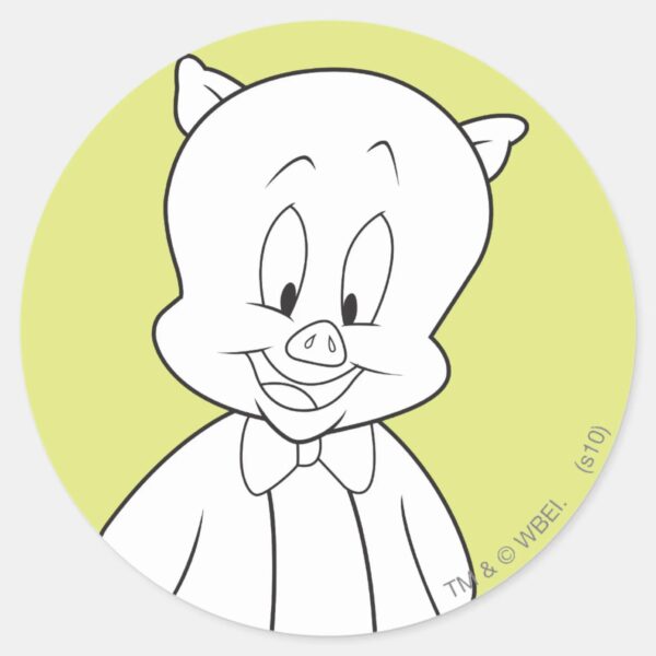 Porky_Hello_Friend_Classic_Round_Sticker_1 Porky Hello Friend Classic Round Sticker