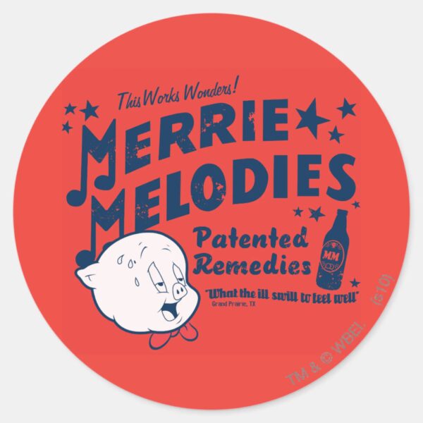 Porky_MERRIE_MELODIES™_Remedies_2_Classic_Round_Sticker_1 Porky MERRIE MELODIES™ Remedies 2 Classic Round Sticker