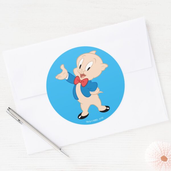Porky_Pig___Classic_Pose_Classic_Round_Sticker_3 Porky Pig Classic Pose Classic Round Sticker
