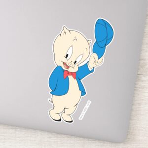 Porky Pig Waving Hat Sticker