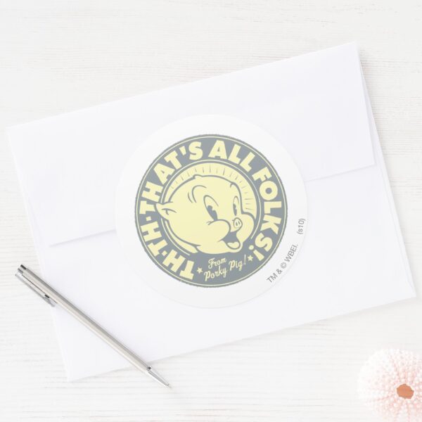 Porky_TH-TH-THAT'S_ALL_FOLKS!_Classic_Round_Sticker_3 Porky TH TH THATS ALL FOLKS Classic Round Sticker