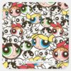 Powerpuff_Girls_Face_Pattern_Square_Sticker_1 Powerpuff Girls Face Pattern Square Sticker