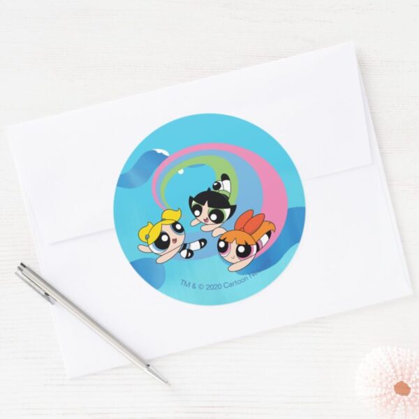 Powerpuff_Girls_Fly_Through_The_Sky_Classic_Round_Sticker_3 Powerpuff Girls Fly Through The Sky Classic Round Sticker