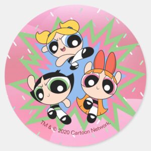 Powerpuff Girls Powfactor Classic Round Sticker