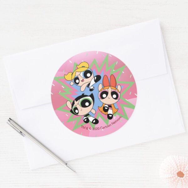 Powerpuff_Girls_Powfactor_Classic_Round_Sticker_3 Powerpuff Girls Powfactor Classic Round Sticker