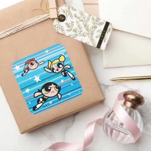 Powerpuff_Girls_Star_Pattern_Square_Sticker_5 Powerpuff Girls Star Pattern Square Sticker