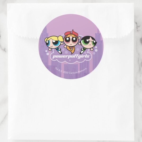 Powerpuff_Girls_Team_Logo_Classic_Round_Sticker_4 Powerpuff Girls Team Logo Classic Round Sticker