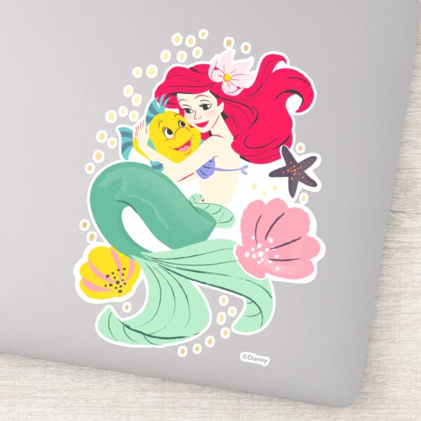 Princess_Ariel_Holding_Flounder_Illustration_Sticker_1 Princess Ariel Holding Flounder Illustration Sticker