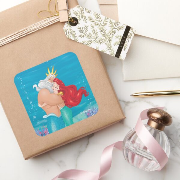 Princess Ariel King Triton Hug Square Sticker