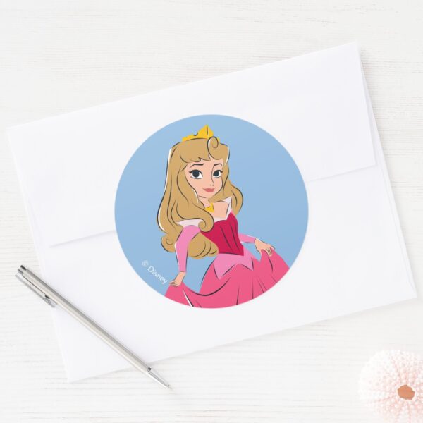 Princess_Aurora_Pretty_in_Pink_Classic_Round_Sticker_3 Princess Aurora Pretty In Pink Classic Round Sticker