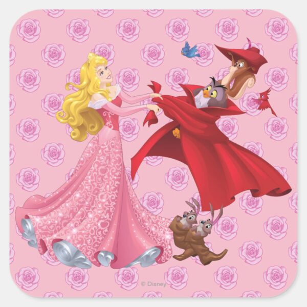 Princess_Aurora_and_Forest_Animals_Square_Sticker_1 Princess Aurora And Forest Animals Square Sticker