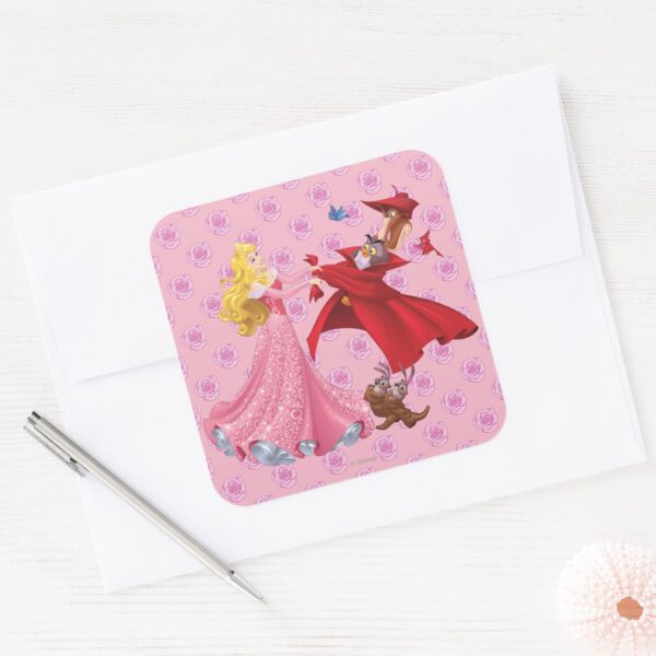 Princess_Aurora_and_Forest_Animals_Square_Sticker_3 Princess Aurora And Forest Animals Square Sticker