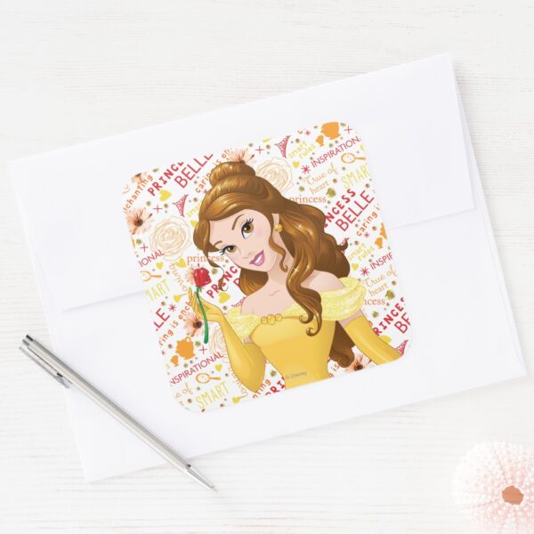 Princess_Belle_Square_Sticker_3 Princess Belle Square Sticker