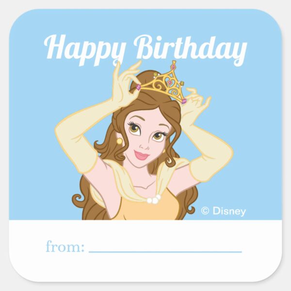 Princess_Belle__A_Gift_From_-_Birthday_Square_Sticker_1 Princess Belle A Gift From Birthday Square Sticker