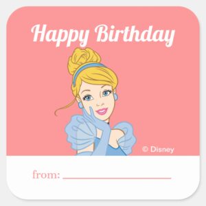 Princess_Cinderella___A_Gift_From_-_Birthday_Square_Sticker_1 Princess Cinderella A Gift From Birthday Square Sticker
