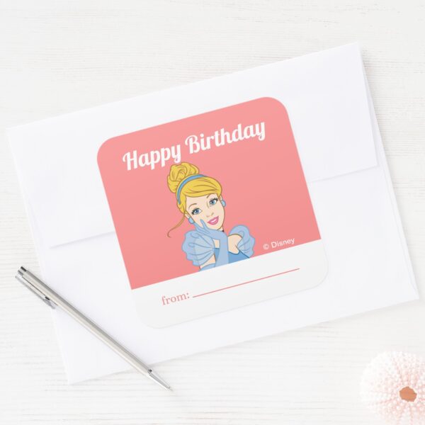 Princess_Cinderella___A_Gift_From_-_Birthday_Square_Sticker_3 Princess Cinderella A Gift From Birthday Square Sticker