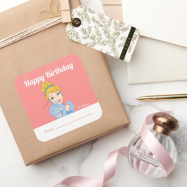 Princess_Cinderella___A_Gift_From_-_Birthday_Square_Sticker_5 Princess Cinderella A Gift From Birthday Square Sticker