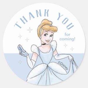 Princess Cinderella Watercolor Birthday Classic Round Sticker