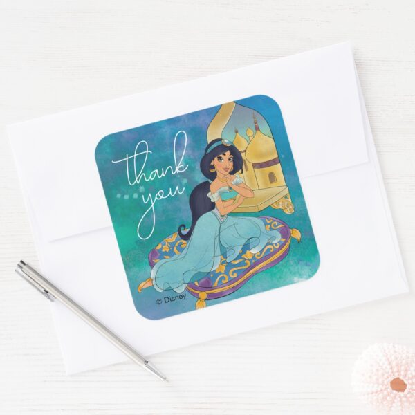 Princess_Jasmine_Enchanted_Birthday_Square_Sticker_4 Princess Jasmine Enchanted Birthday Square Sticker