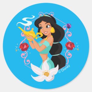 Princess Jasmine With Magic Lamp Classic Round Sticker