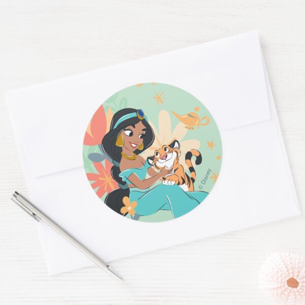 Princess_Jasmine_&_Rajah_-_Magical_Moments_Classic_Round_Sticker_3 Princess Jasmine Rajah Magical Moments Classic Round Sticker