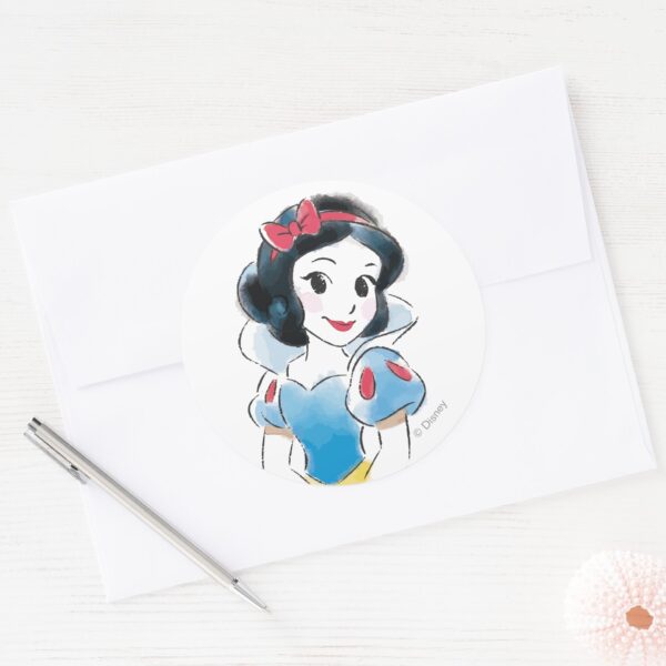 Princess_Snow_White_Watercolor_Classic_Round_Sticker_3 Princess Snow White Watercolor Classic Round Sticker