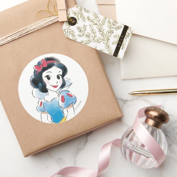 Princess_Snow_White_Watercolor_Classic_Round_Sticker_5 Princess Snow White Watercolor Classic Round Sticker